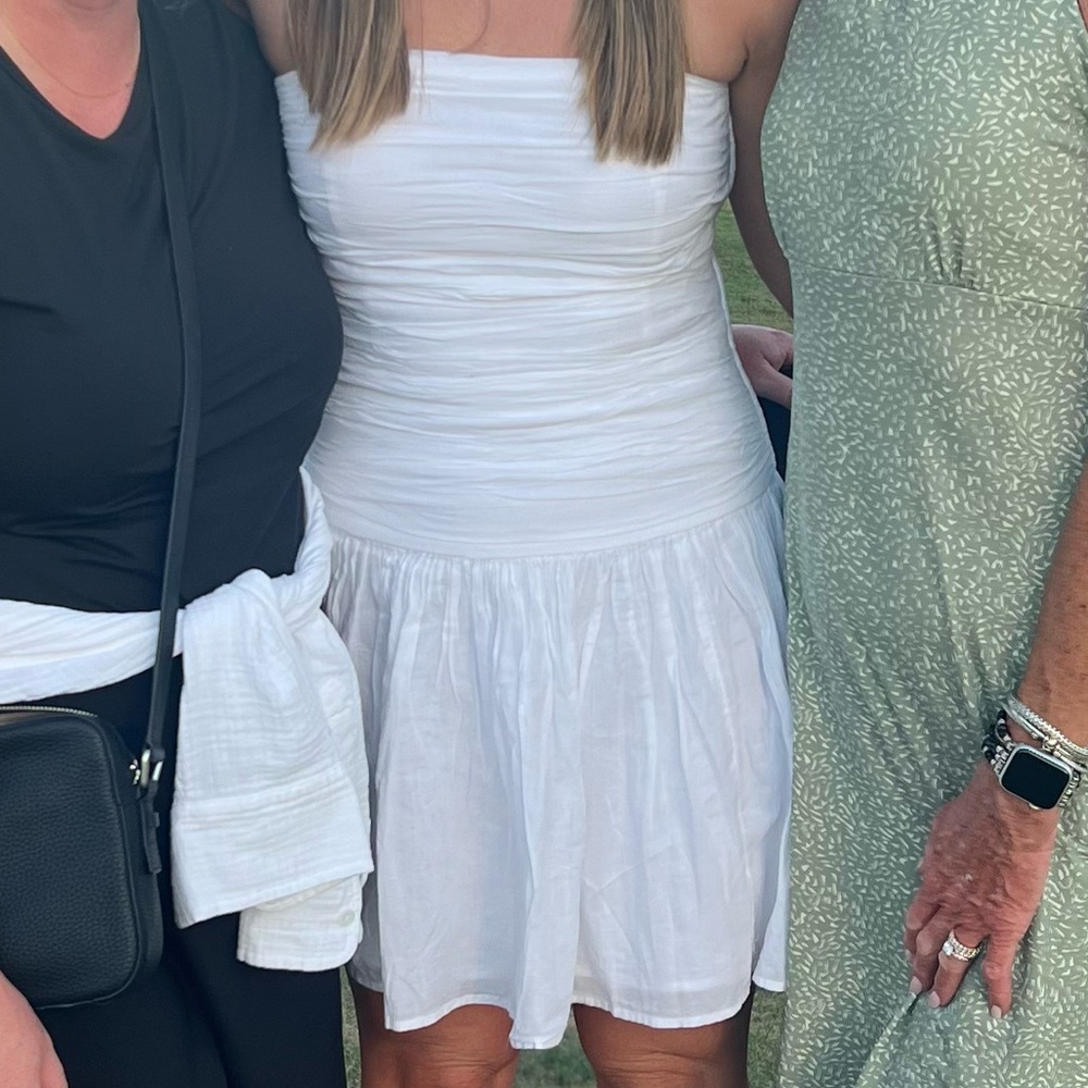 Abercrombie Drop Waist White Strapless Dress
